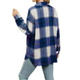 thumbnail image 3 of Stichou Shacket Jackets for Women Casual Long Sleeve Lapel Color Block Shirts Cozy Button Down Boyfriend Tops with Pocket Navy 2XL, 3 of 3