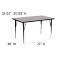 thumbnail image 6 of Flash Furniture 30''W x 72''L Rectangular Grey Thermal Laminate Activity Table - Standard Height Adjustable Legs, 6 of 7