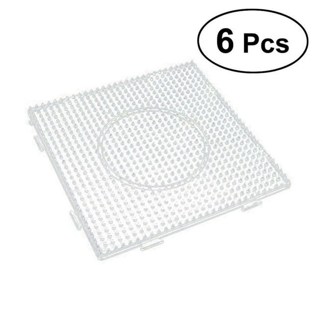 6 Pcs Planches Carrées de 5 mm pour Perles à Fusible, Plaques Perforées en Plastique Transparent pour Perles d'Artisanat pour Enfants