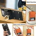 thumbnail image 5 of Fashion Ring Holder Case Compatible for Samsung Galaxy Z Flip 4 5g Case 2022, Shockproof PU Leather Cover Hand Strap Protective Stand Flip Phone Case for Samsung Flip 4 Case, 5 of 6