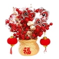 thumbnail image 4 of Ramo de flores artificiales en maceta Acebo Arreglos florales decorativos estilo A Zulema flores falsas, 4 of 8