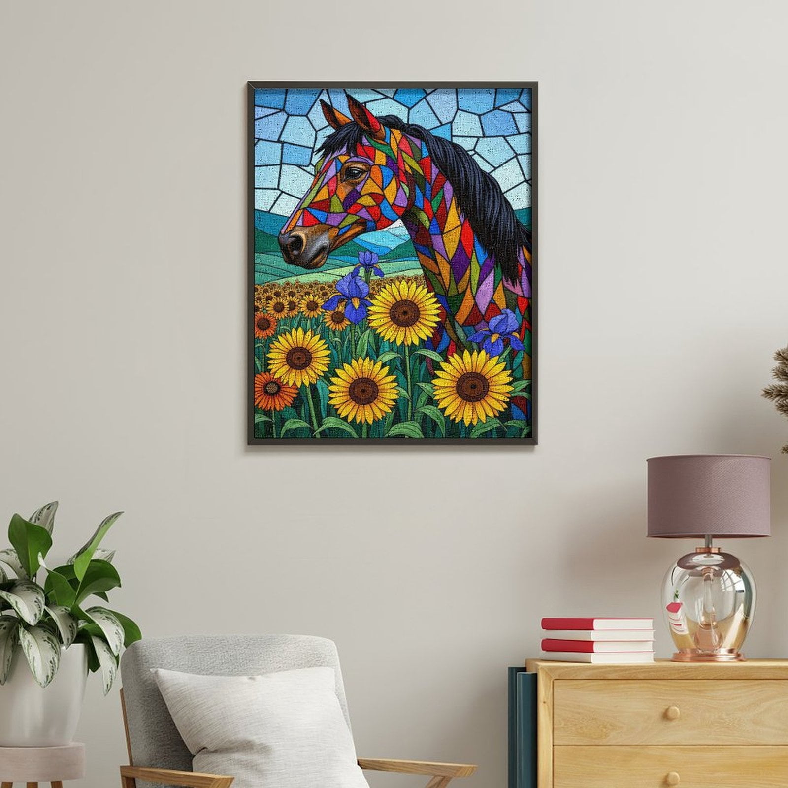 Paint By Numbers Kit for Adults Beginner - DIY Colorful Horse Floral Field Art Canvas Painting Kits for Adults, Frameless Paint By Number for Adults for Home Wall Decor 16x20 Inch