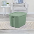 thumbnail image 3 of Sterilite Large Storage Bin, 18 Gallon Durable Plastic Storage Tote with Snap-On Lid , Green, 8 Pack, 3 of 7