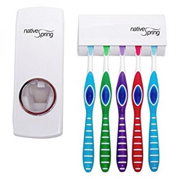 Native Spring Toothpaste Dispenser and Toothbrush Holder White