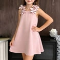 thumbnail image 2 of AINIYS Girls A-Line Dress With Crew Neck And Hidden Back Zipper Accent For Wedding Guest And Spring Outing Pink 1-2 Years, 2 of 5