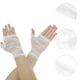 thumbnail image 2 of Guantes sin dedos bloqueadores del sol de malla floral para mujeres, 1 par, color blanco, 2 of 5