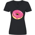 thumbnail image 3 of Inktastic Pink Donut with Sprinkles Women's V-Neck T-Shirt, 3 of 5