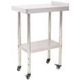 thumbnail image 4 of Stainless Steel Prep Table, 24 x 15 x 35-1/2 Inch, 440lbs Load Capacity Heavy Duty Metal Worktable with Backsplash Adjustable Undershelf & 4 Casters, Commercial Workstation for Kitchen Restaurant, 4 of 10