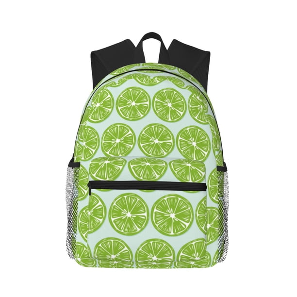 Disketp Green Lemon Slices Mochila Ligera Clásica con Múltiples Bolsillos, Mochila Casual para Hombre y Mujer, Ideal para Escuela, Trabajo y Viajes