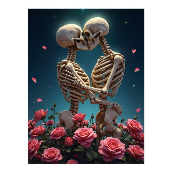 Diamond Art Kits for Adults - 5d Skeleton Lovers Roses Night Sky Diamond Painting for Adults, Diamond Art for Adults Beginners, Diamond Painting Kits for Adults for Home Wall Decor