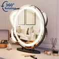 thumbnail image 4 of IDEALHOUSE 19" Round Vanity Mirror with Lights, Black Makeup Mirror, 3-Color Dimmable LED, Smart Touch, 360° Rotation, Tabletop Mirror for Bedroom and Dressing Room, Easy Install, 4 of 10