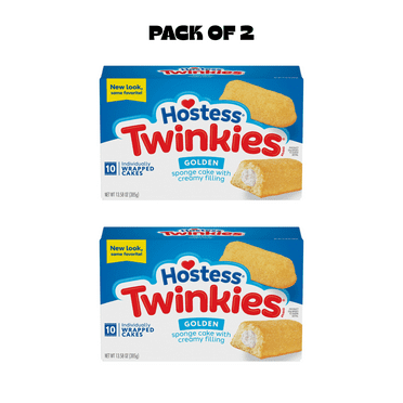 Hostess Twinkies Snack Cakes, Golden Sponge Cake with Crème Filling, 13.58 oz Box (10 Ct.),(2 PACK)