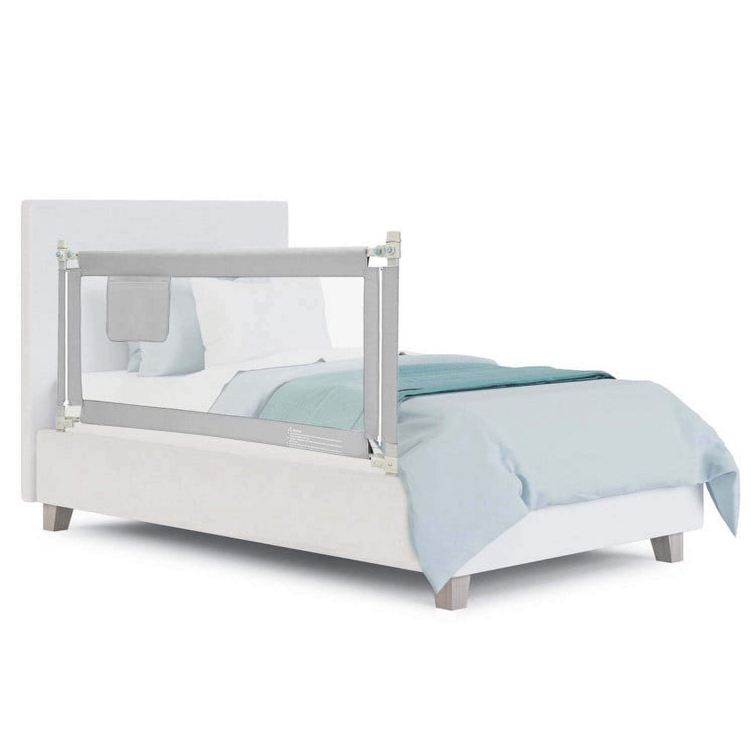 Spaco 57 Inch Toddlers Vertical Lifting Baby Bed Rail Guard with Lock-Gray, Bed Rail for Queen, King, Twin, and Bunk Size Beds
