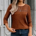 thumbnail image 3 of BLVB 3/4 Sleeve Tops for Women Crewneck Ribbed Knit Lightweight Sweaters Pullover Casual Fall Fashion Tunic Blouses, 3 of 6
