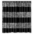 thumbnail image 1 of ABPHQTO Cortina de Ducha de Poliéster Impermeable Rayas Cebra Negra y Ganchos 160x180 cm, 1 of 1