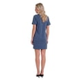 thumbnail image 3 of Solid Color Loose Fit V Neck T Shirt Style Womens Knee Length Dress, 3 of 5