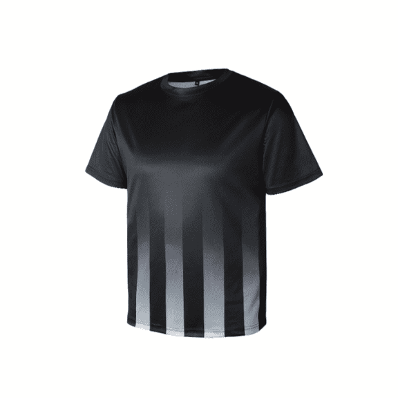 Whichone Men's Ombre Striped Short Sleeve T-Shirt - Black to Gray Gradient,Soft & Breathable Crewneck Tee for Sports，Casual, Daily Wear (Sizes M-XXL)