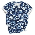 thumbnail image 3 of Hvot&aat Women Fashion Summer 3D Floral Printed T-Shirt Loose Round Neck Short Sleeve Pullover Comfort Regular Fit Blouses, 3 of 4