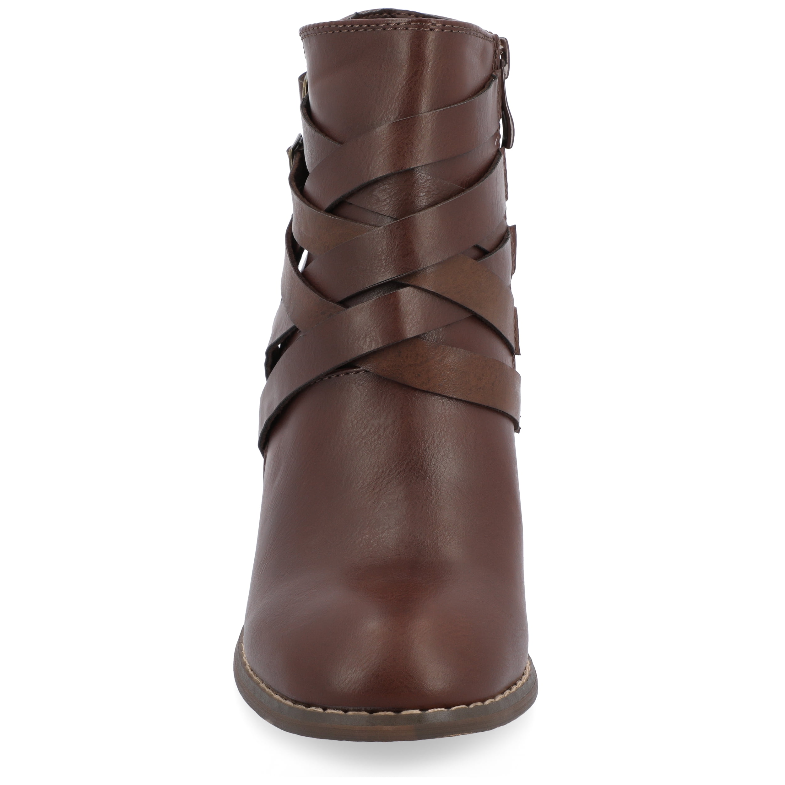 Journee Womens Strap Inside Zip Stacked Heel Booties, Widths Available