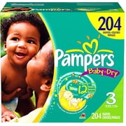 Pampers Baby Dry Diapers Economy Plus Pack, Size 3, 204 Count