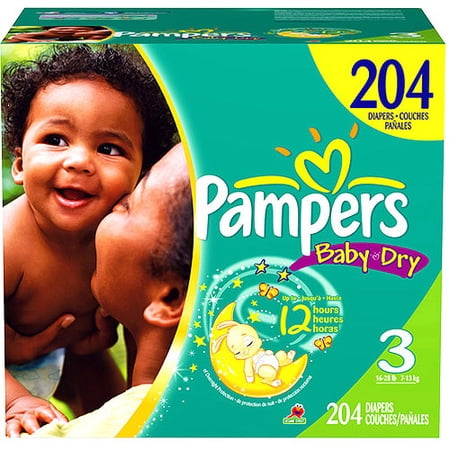 Pampers Baby Dry Diapers Economy Plus Pack, Size 3, 204 Count