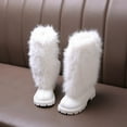 thumbnail image 4 of VNKIDY Girls Kids Solid Color Mid Calf Boots Fuzzy Upper Smooth Leather Thick Sole Warm Shoes For Winter Casual Daily Wear Leisure Footwear, 4 of 7