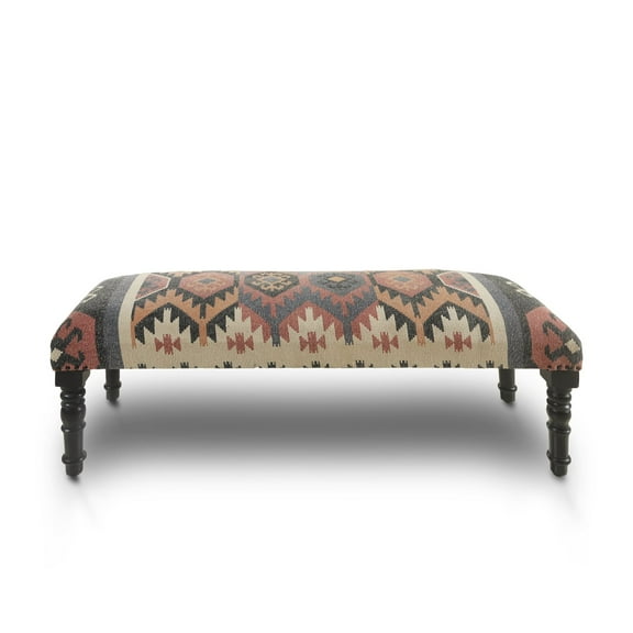 Laddha Home Designs 47" Multicolored Southwestern Style Rectangular Bench
