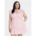 thumbnail image 2 of Time and Tru Women's Cotton Flutter Sleeve Mini Dress, Sizes XS-XXXL, 2 of 6