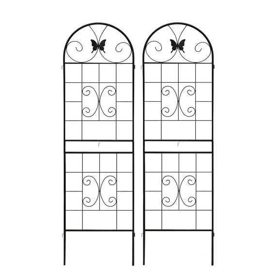 2-Pack Black Metal Garden Trellis - 71" Tall Plant Support for Climbing Vines & Flowers