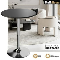MoNiBloom Modern Round Bar Table, Height Adjustable Bar Table 27.5"-35.7", Pub Table with Chrome Base for Living Room, Dining Room, Bistro, Black