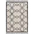 thumbnail image 1 of LR Resources OUTLA81526WLG5370 Bordered Geometric Fringe Rectangle Shag Rug  Cream & Dark Gray - 5 ft. 3 in. x 7 ft., 1 of 1