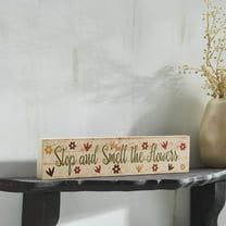 VHC Brands Spring in Bloom Stop and Smell The Flowers MDF Wall Sign 3x14, Spring Decor, Home Decorations for Wall or Door, Spring and Easter Hanging Decoration