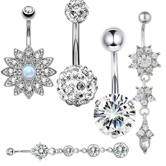 DESIGNICE 5Pcs Belly Button Piercing Belly Button Ring Titanium Belly Button Rings Stone Piercing Set Belly Button Piercing Kit