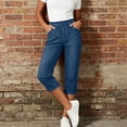 thumbnail image 7 of Yievot Womens Capri Jeans with Pockets Elastic Waist Stretch Pull On Pant Regular Fit Casual Summer Cropped Denim Pants, 7 of 7