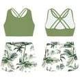 thumbnail image 5 of YiZYiF Girls Two Piece Activewear Swimwear Floral Print Tank Top with Athletic Shorts Outfit Set Green Coconut Tree 14, 5 of 6