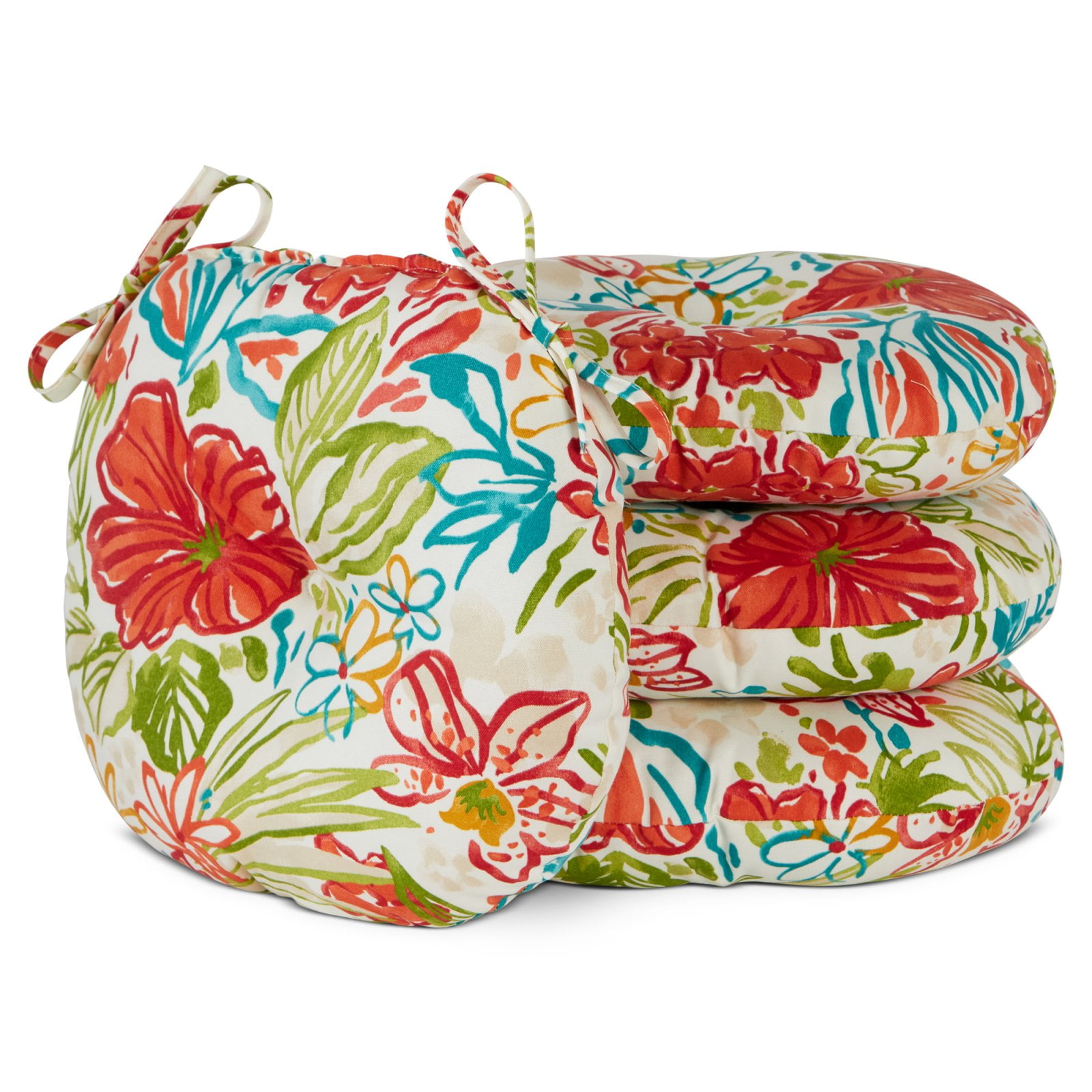 Breeze Floral 15 in. Round Outdoor Bistro Seat Cushion (set of 4) by