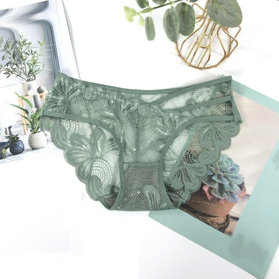 HUPOM Cotton Underwear For Women Womens Silk Underwear Low waist Drop Waist Solid Thong Green One Size