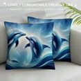 thumbnail image 3 of Leisuo Dolphins Farmhouse Oblong Rectangle Throw Pillow Case Dolphins Watercolor Cheerful Lovely Friendly Waist Lumbar Throw Pillow case Cushion Cover for Sofa Home Decorative, 3 of 5