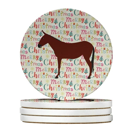 

Hinny Horse Donkey Christmas Large Sandstone Coasters Pack of 4 4 in x 4 in