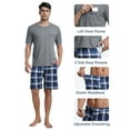 thumbnail image 6 of MoFiz Men's Checkered Pajamas Set Short Sleeve Round Neck T-shirts and Shorts with Pockets Loungewear 2-Piece for Men, 6 of 7