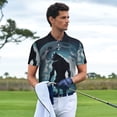 thumbnail image 2 of Kdxio Moon Wolf Warrior Print Men's Short Sleeve Polo Shirt,Midweight Men's Shirt, 2 of 5