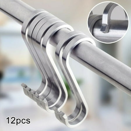 

12Pcs Aluminum S Hooks Kitchen Meat Pan Utensil Clothes Hanger Hanging