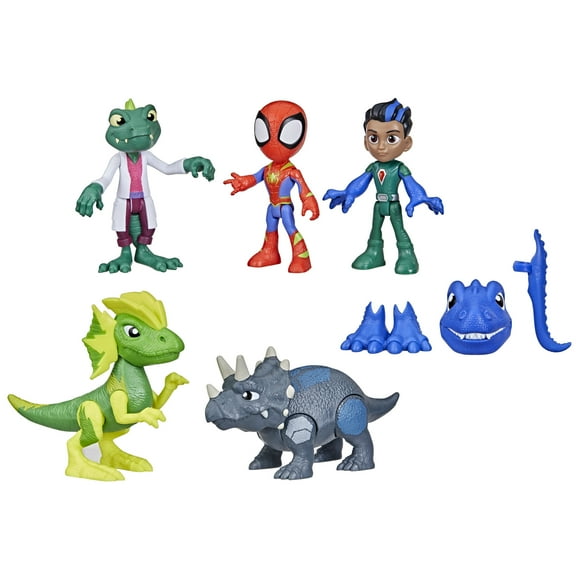 Marvel Spidey and His Amazing Friends Dino-Webs Adventure Pack, 4” (10 cm) Toys, 3 