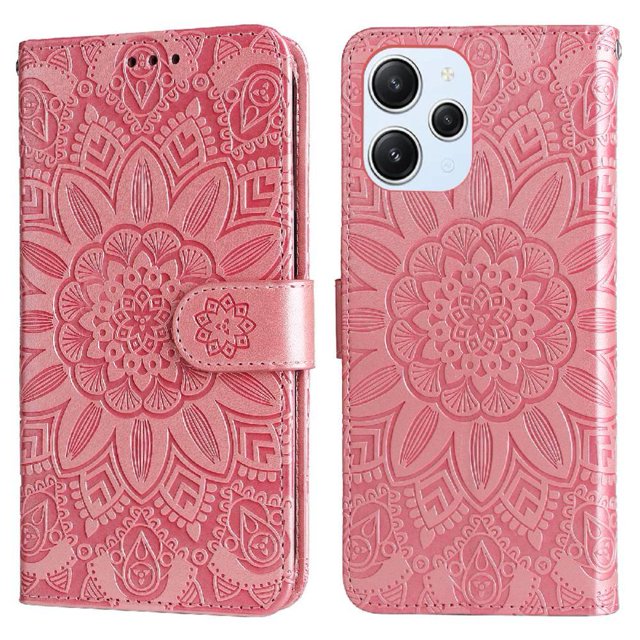 Funda tipo cartera GANGXUN para Xiaomi Redmi 12 4G , diseño girasol, cuero PU, soporte, cierre magnético, tarjetero