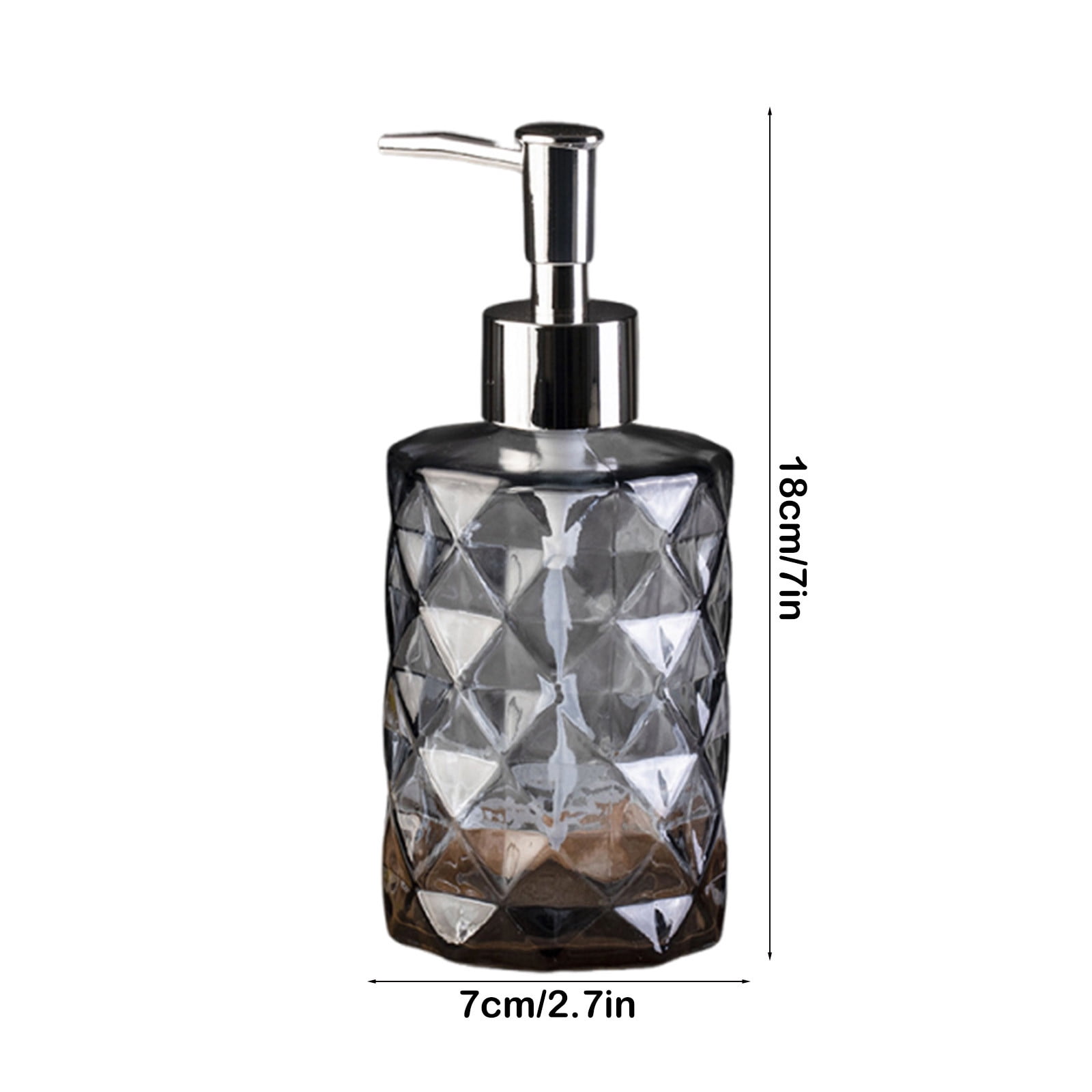 YiJuHui 2pcs Refillable Glass Soap Dispenser Pump Bottle with Diamond Pattern Design for Kitchen and Bathroom Decor