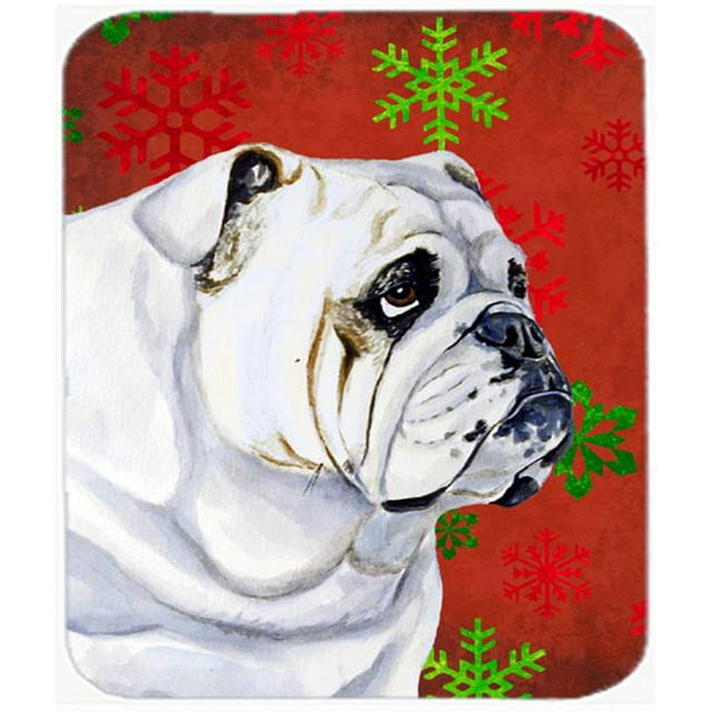 Carolines Treasures LH9319MP Bulldog English Tapis de Souris de Noël Flocons de Neige Rouges et Verts - Tapis Chaud Ou Trivet