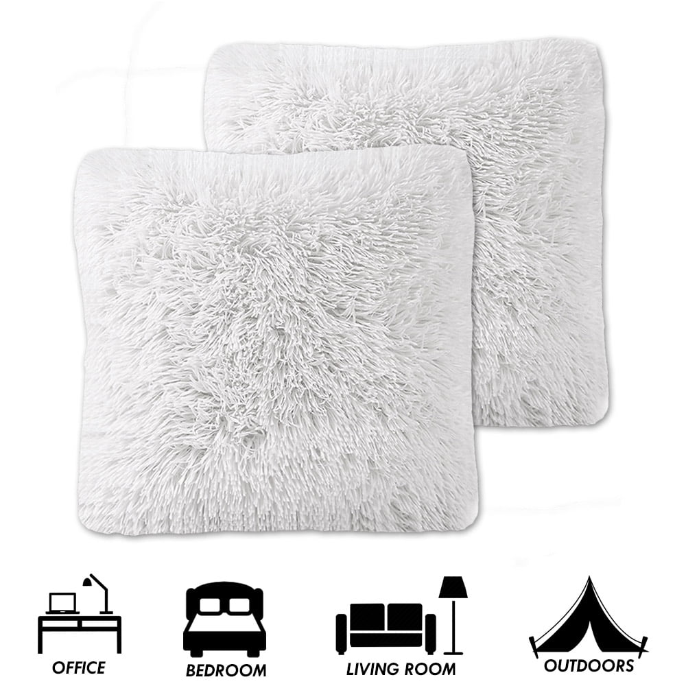 Sweet Home Collection Decorative Soft Plush Long Faux Fur Throw Pillows, 18"x18", 2-Pack