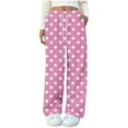 thumbnail image 3 of AUNVITO Women's Polka Dot Print Elastic Waist Pants with Side Pockets and Tie Detail Casual and Comfortable Lounge Style, 3 of 5