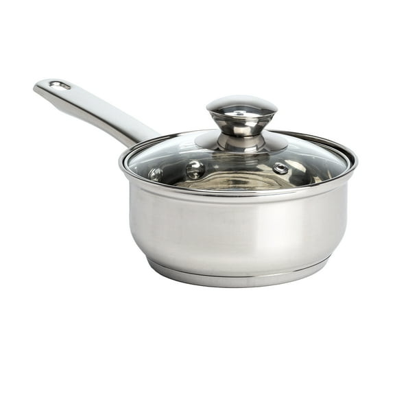 Ecolution Pure Intentions Stainless Steel Saucepan with Glass Lid, Oven Safe, Dishwasher Safe, 1 Quart