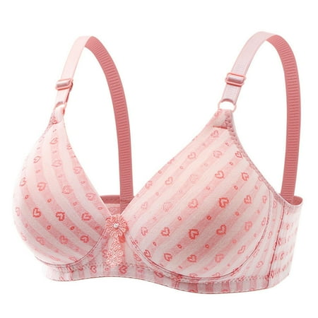 WREESH Push-Up Bra Full-Figure Bra Women Large Size Comfort Print Breathable Underwear Bras Plunge Bra Underwear Pink